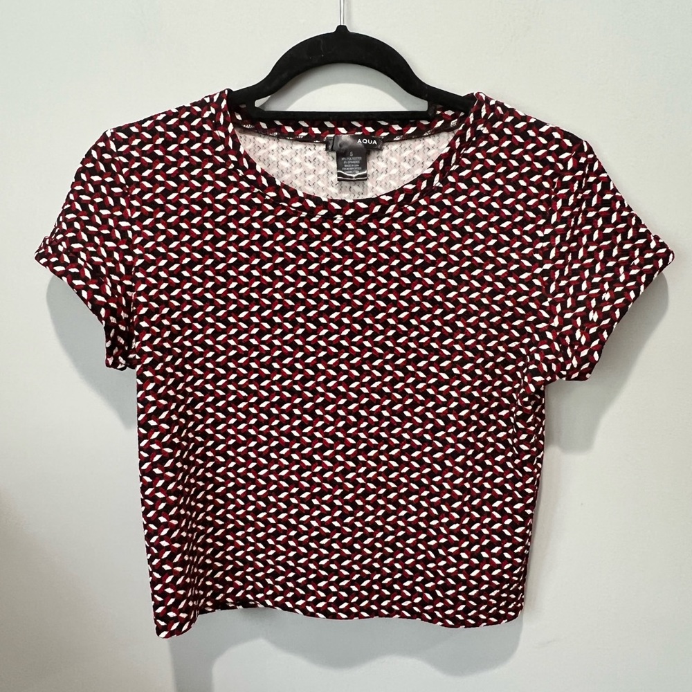 Red, White, and Black Aqua Blouse